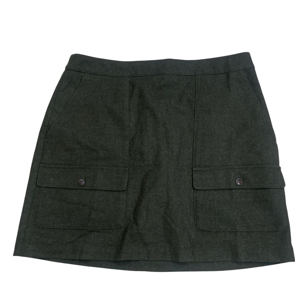 Madewell Heather Expedition Olive Green Wool Blend A-Line Skirt Sz  12 nwt cargo